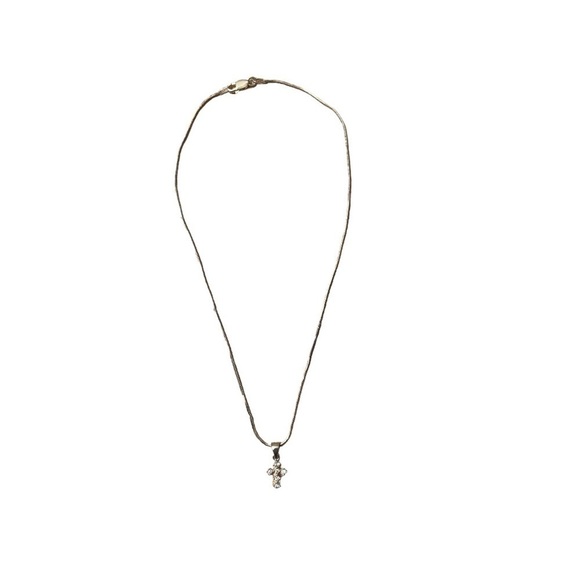 Sterling Silver & Crystal Cross And Chain - Picture 1 of 6